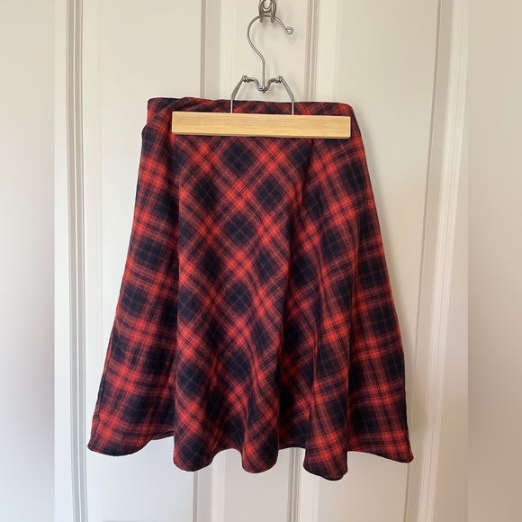 Loft Orange and Navy Plaid Mini Skirt - Picture 4 of 9